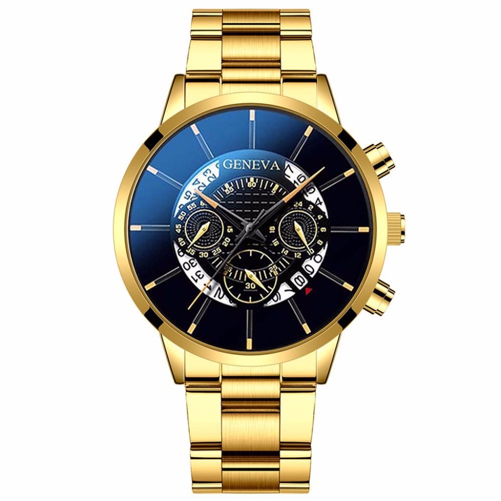 Stainless Steel Geneva Luxury Calendar Watch NWT